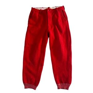 Vintage Bullseye Bill Red Wool Pants Joggers Ribbed Cuffs